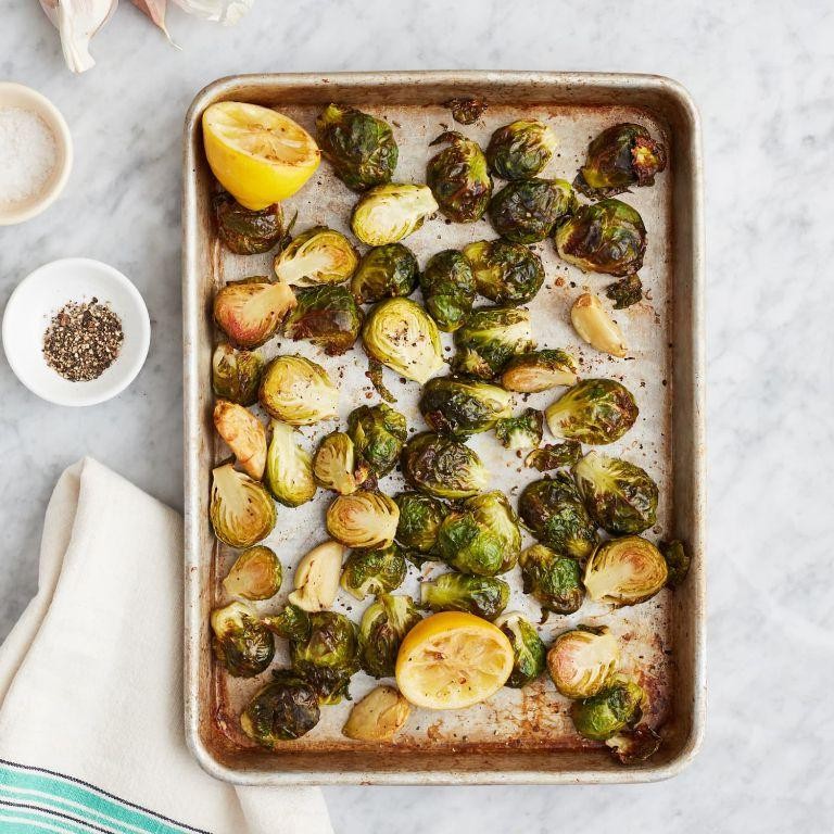 Roasted Brussels Sprouts with Garlic and Lemon