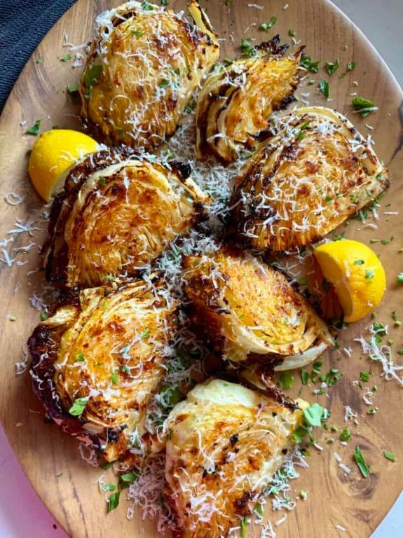 Roasted Cabbage and Potato Wedges with Garlic