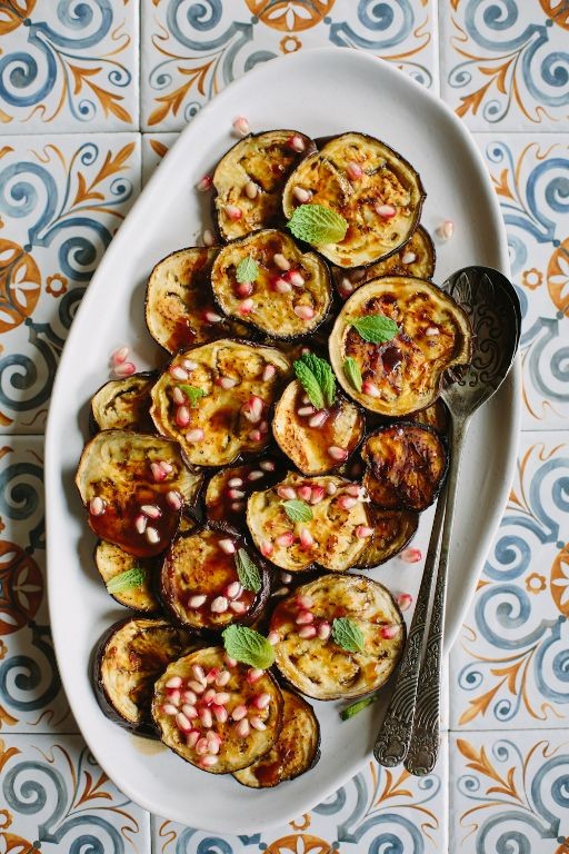 Roasted Eggplant Romesco Sauce with Pomegranate