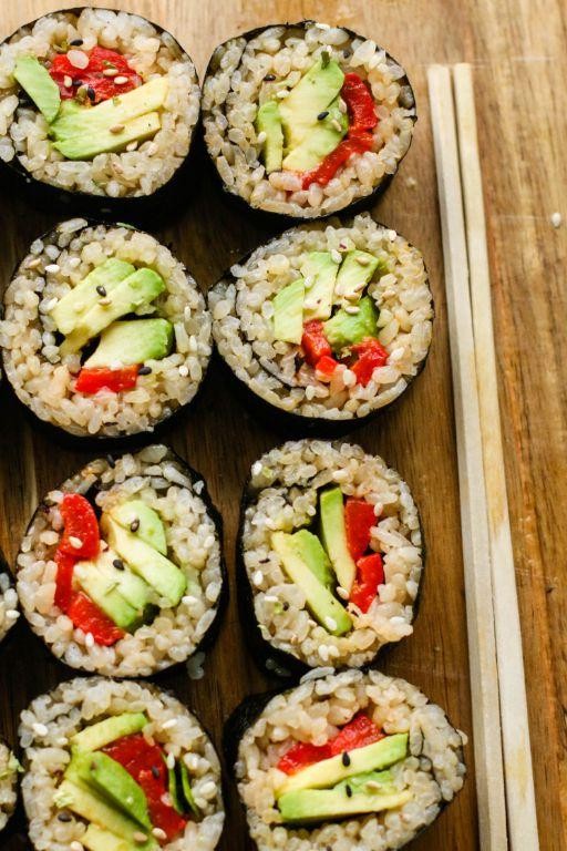 Roasted Red Pepper Sushi Rolls
