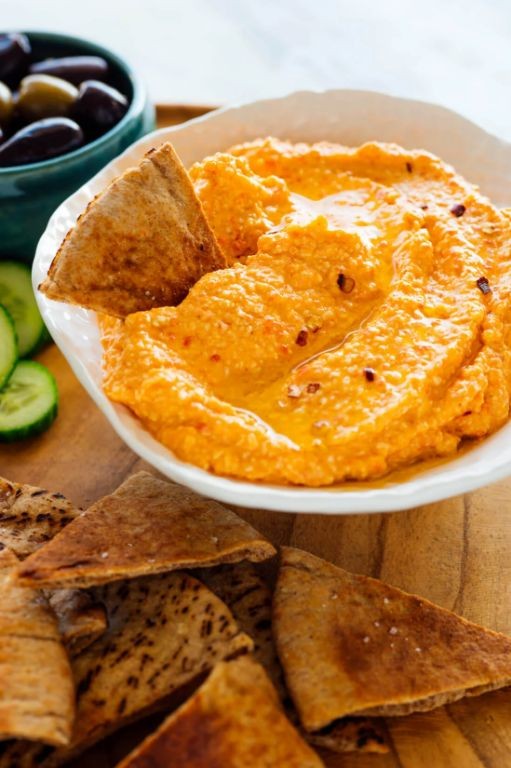 Roasted Red Pepper and Feta Tortilla Chip Dip