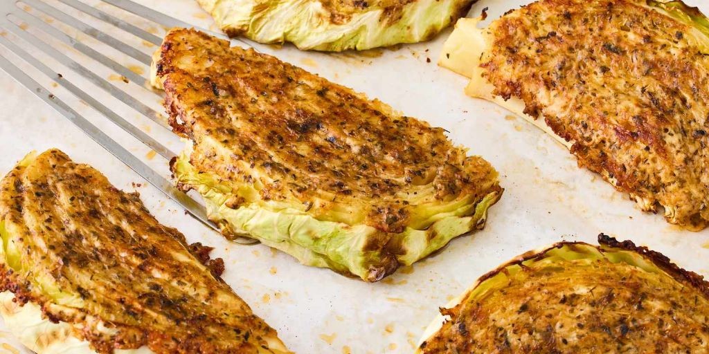 Roasted Savoy Cabbage Wedges with Parmesan