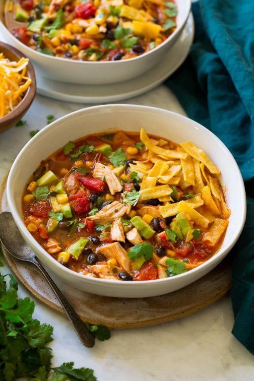Roasted Tomato Chicken Tortilla Soup
