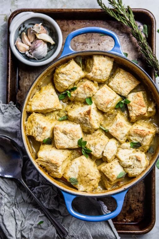 Roasted Vegetable Chicken and Biscuit Stew