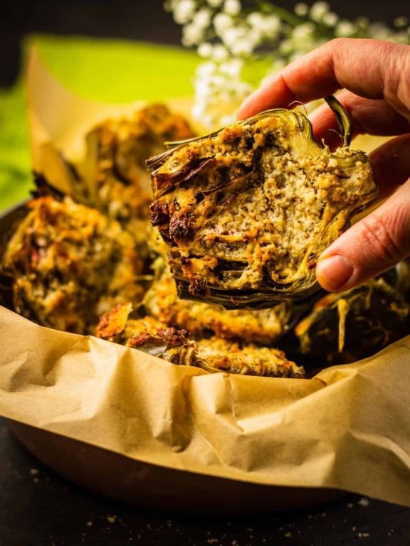 Roasted Whole Artichokes with Parmesan and Herbs