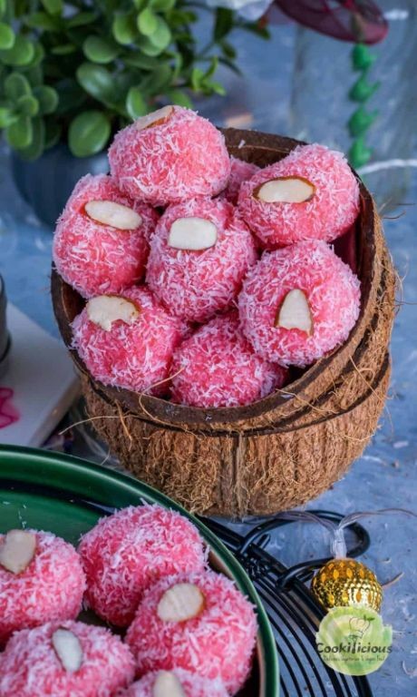 Rose Flavored Coconut Laddu