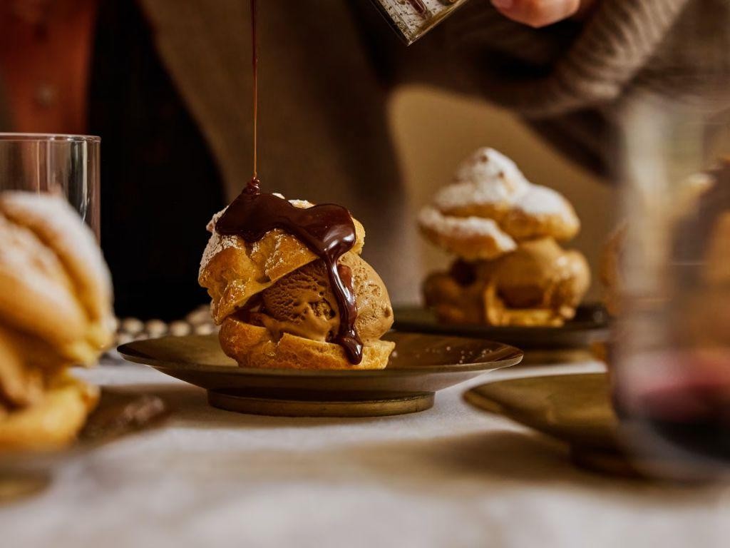 Salted Caramel Drizzled Profiteroles