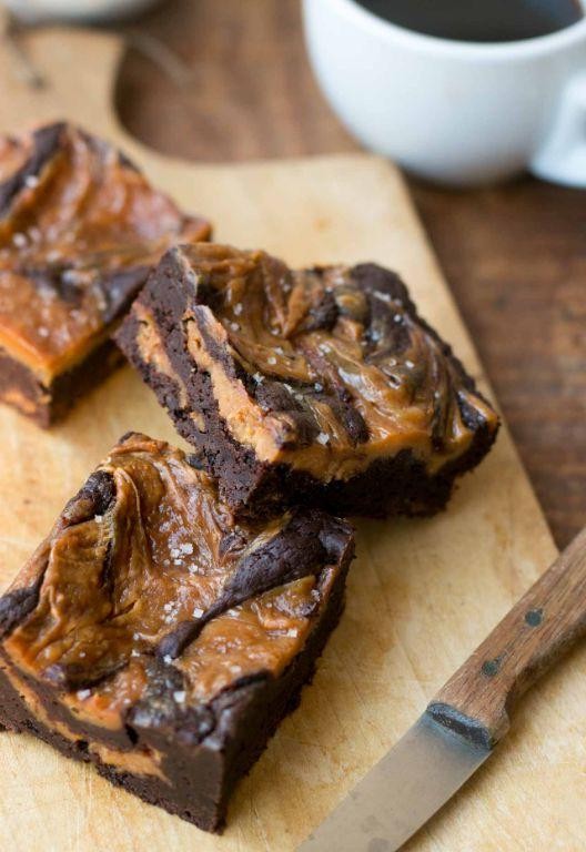 Salted caramel swirl mini brownie bites