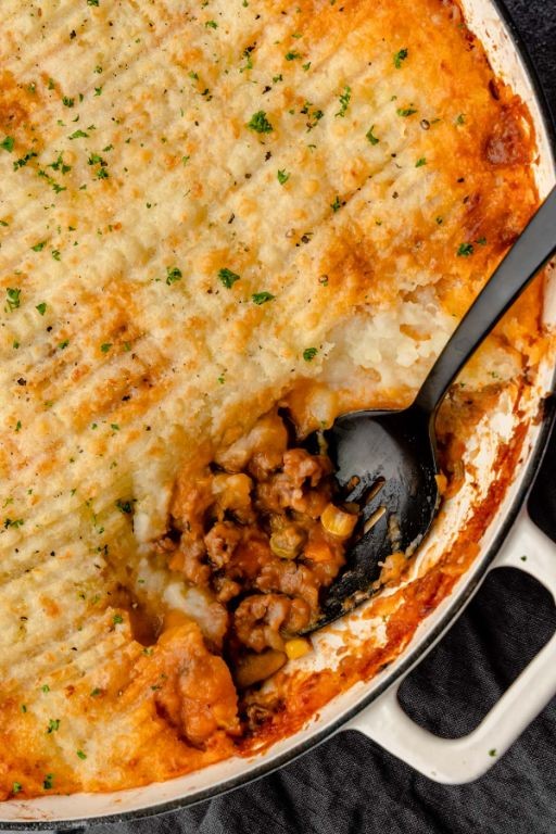 Savory Sausage and Beef Shepherd