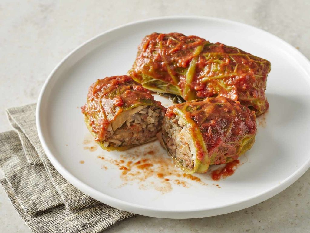 Savoy Cabbage Rolls Stuffed with Ground Beef