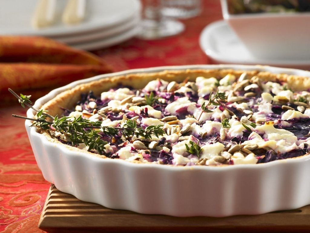 Savoy Cabbage and Goat Cheese Tart