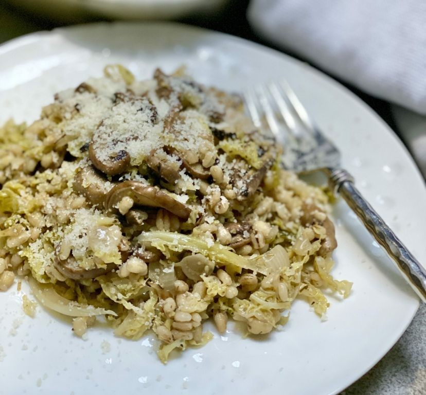 Savoy Cabbage and Mushroom Risotto