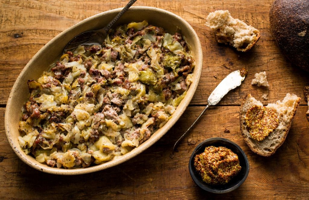 Savoy Cabbage and Sausage Casserole