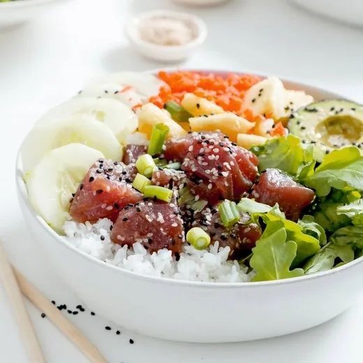 Sesame Tuna Poke Bowl with Rice