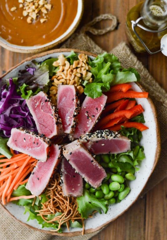 Sesame Tuna Steak Salad with Asian Dressing
