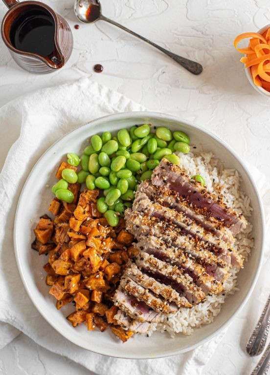 Sesame Tuna Steak with Coconut Rice