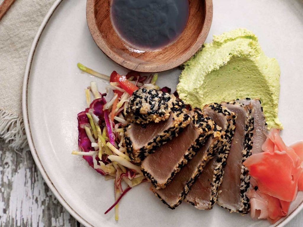 Sesame Tuna Steak with Edamame Puree