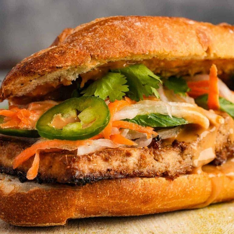 Shredded Tofu Banh Mi Sandwich