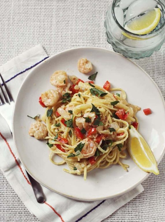 Shrimp Scampi with Roasted Red Peppers