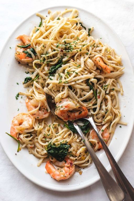 Shrimp Scampi with Spinach and Feta