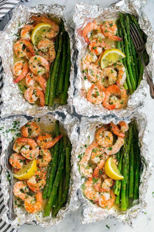 Shrimp and Asparagus Foil Packets