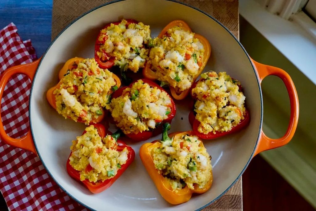 Shrimp and Spinach Stuffed Peppers