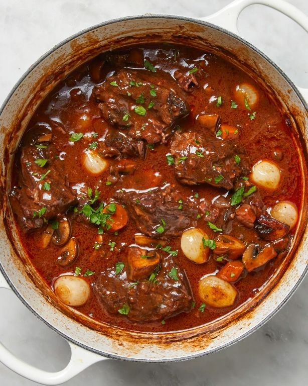 Simmering Beef Bourguignon