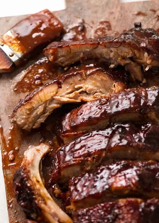 Simmering Pork Ribs in BBQ Sauce