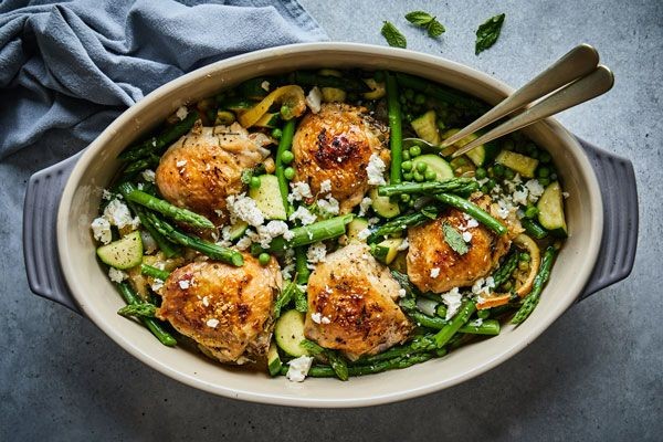 Simple Herb-Roasted Chicken with Spring Vegetables