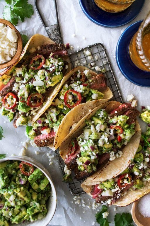 Sirloin Steak Tacos with Avocado Salsa