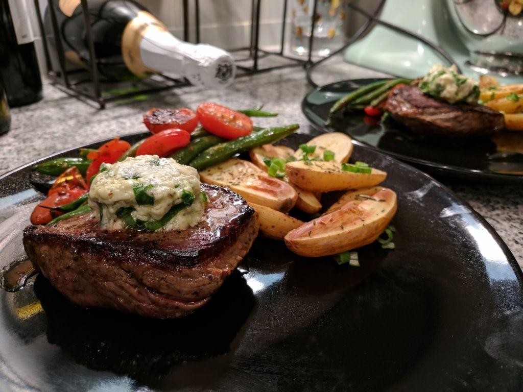 Sirloin Steak with Blue Cheese Compound Butter