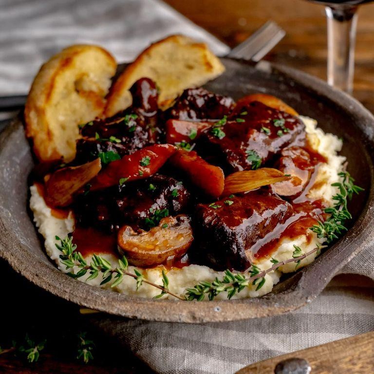 Slow-Cooked Elk Roast with Red Wine Sauce