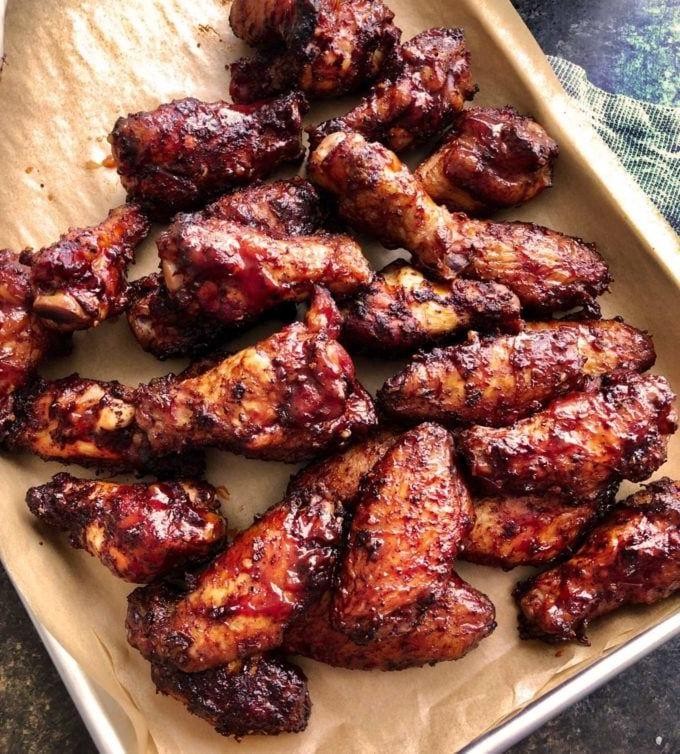 Smoked Chicken Wings with Spicy BBQ Sauce