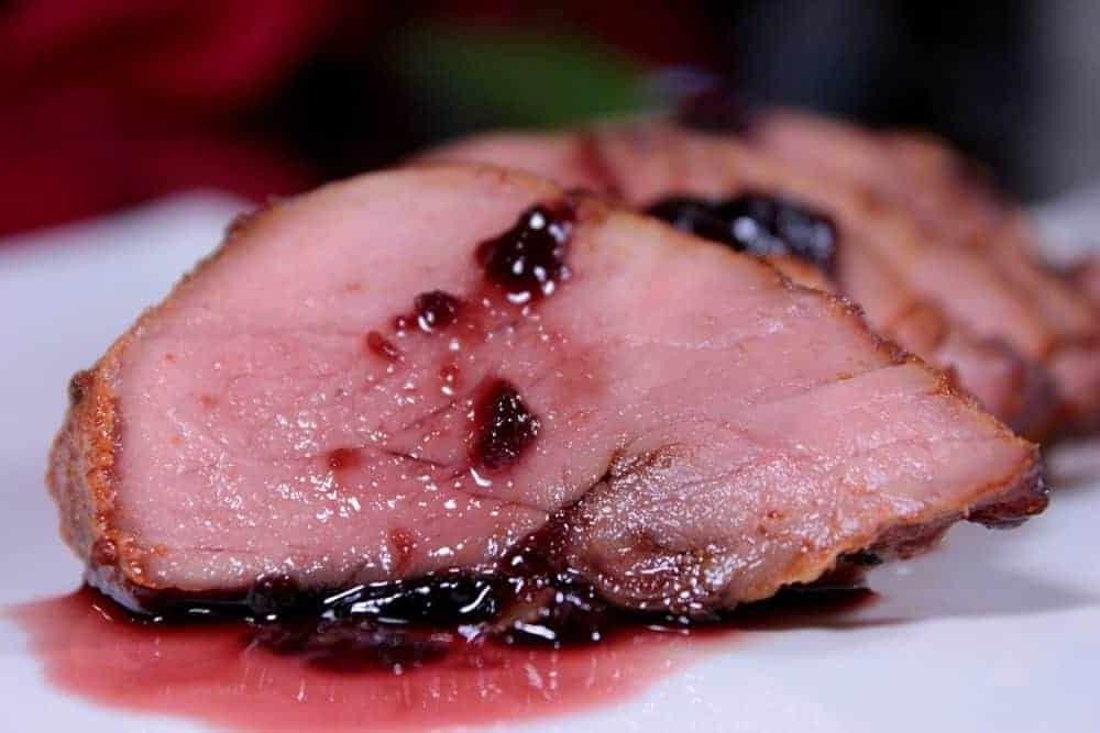 Smoked Pork Loin with Bourbon Cherry Sauce