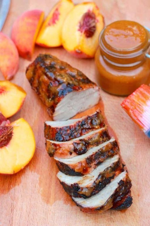 Smoked Pork Loin with Peach BBQ Sauce