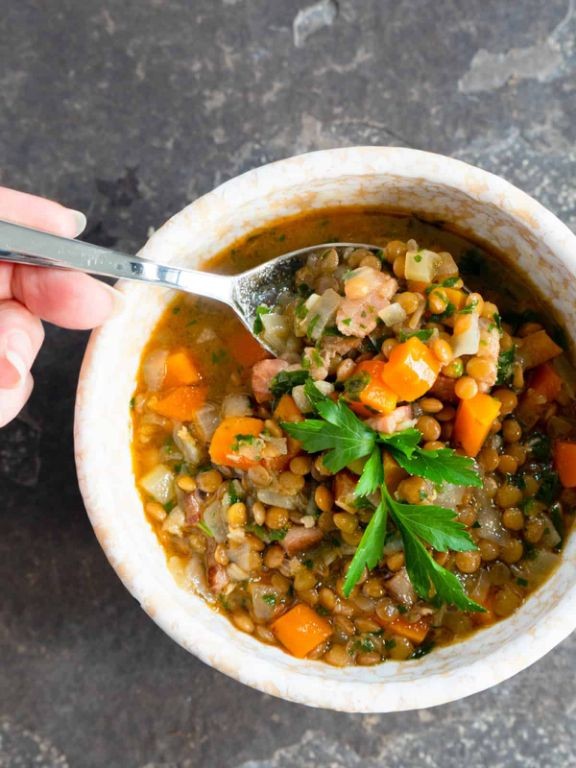 Smoky Bacon and Lentil Wedding Soup