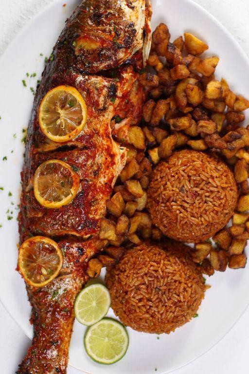Smoky Jollof Rice with Grilled Fish