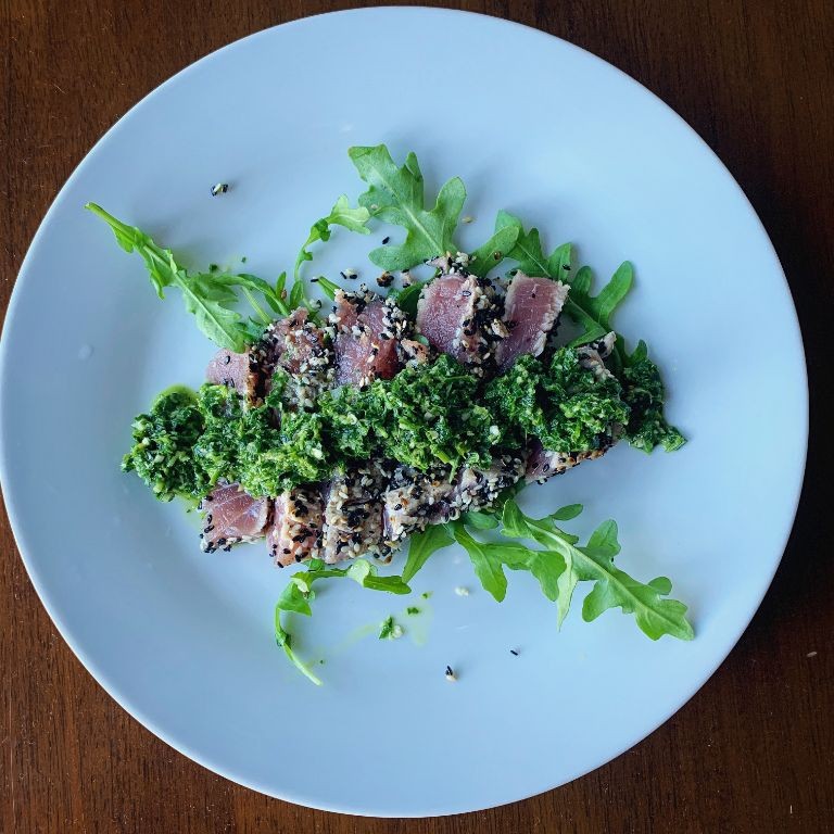 Smoky Sesame Tuna Steak with Chimichurri