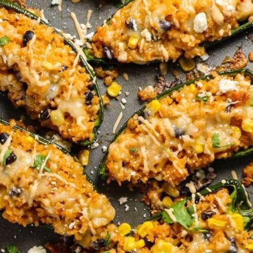 Spanish Rice Stuffed Poblano Peppers