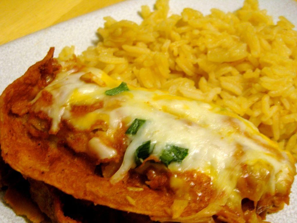 Spanish Rice and Chicken Enchiladas