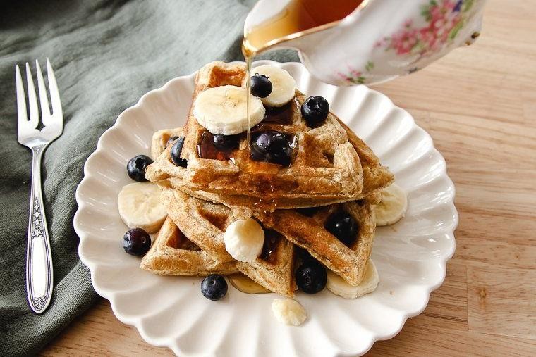 Spelt Flour Waffles with Fresh Berries