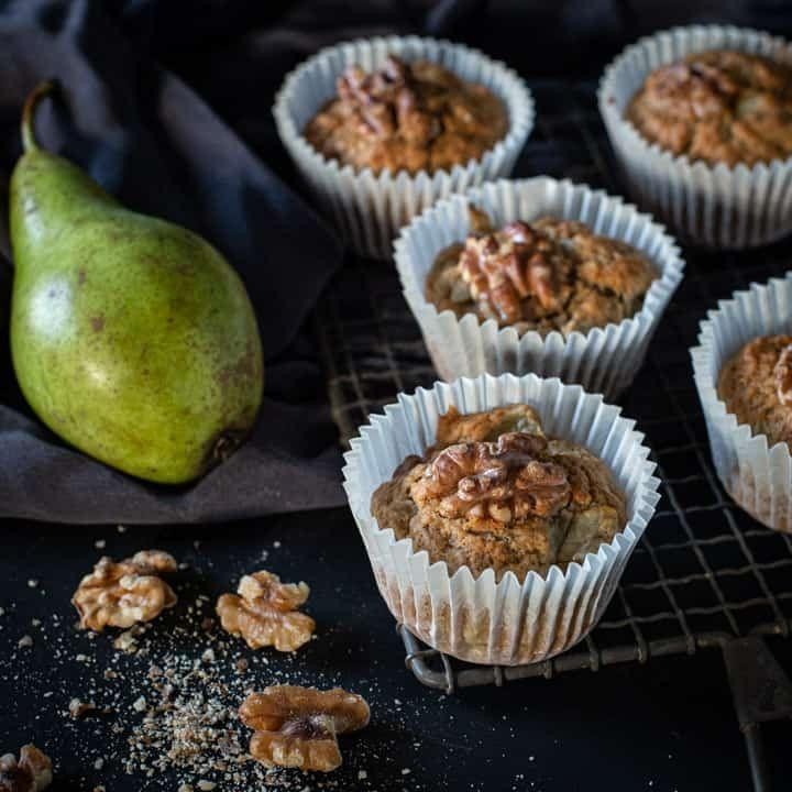 Spiced Pear and Walnut Christmas Muffins