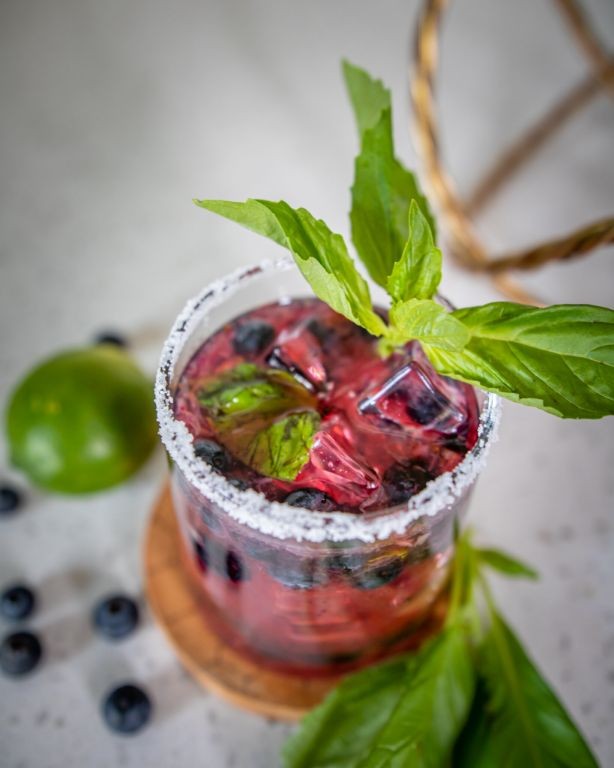 Spicy Blueberry Basil Margarita