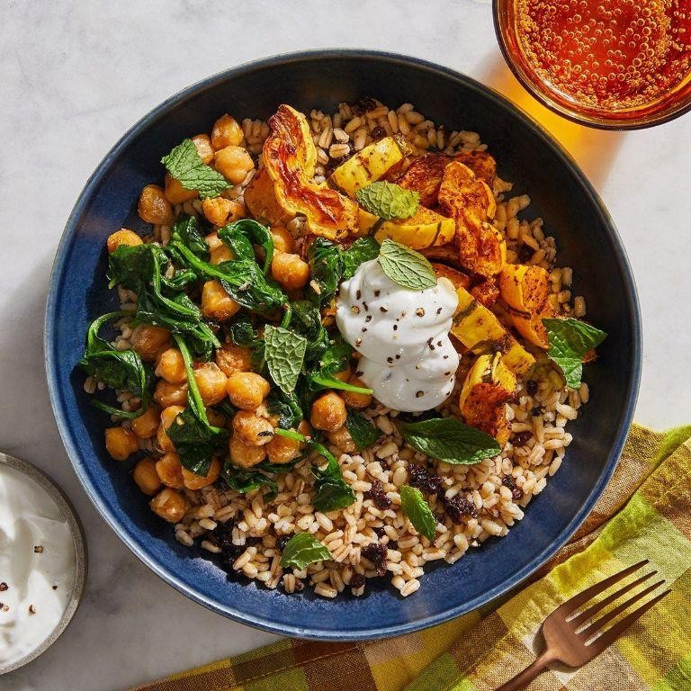 Spicy Delicata Squash and Chickpea Bowl