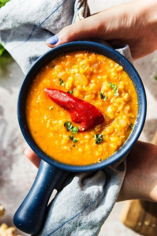 Spicy Red Lentil Soup with Chili Flakes