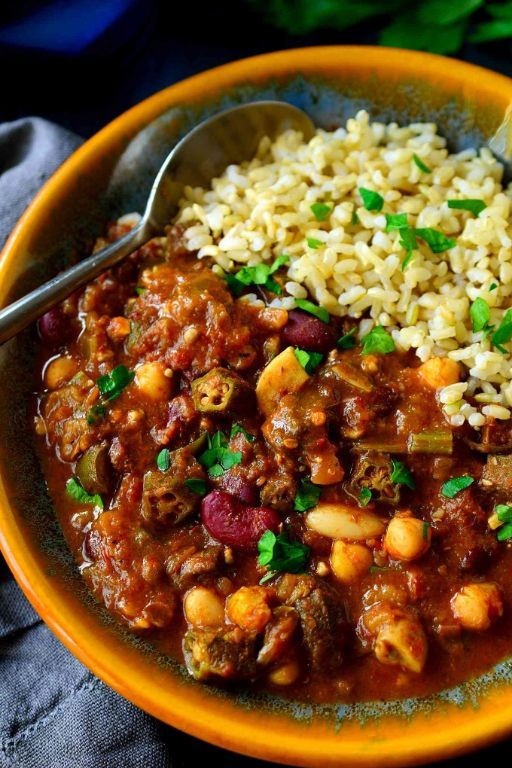 Spicy Vegan Gumbo with Mushrooms