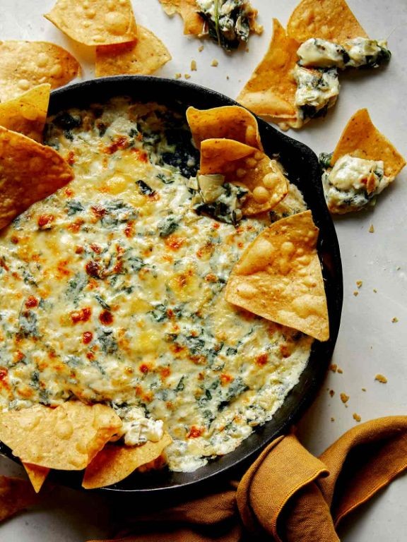 Spinach Artichoke Nacho Dip