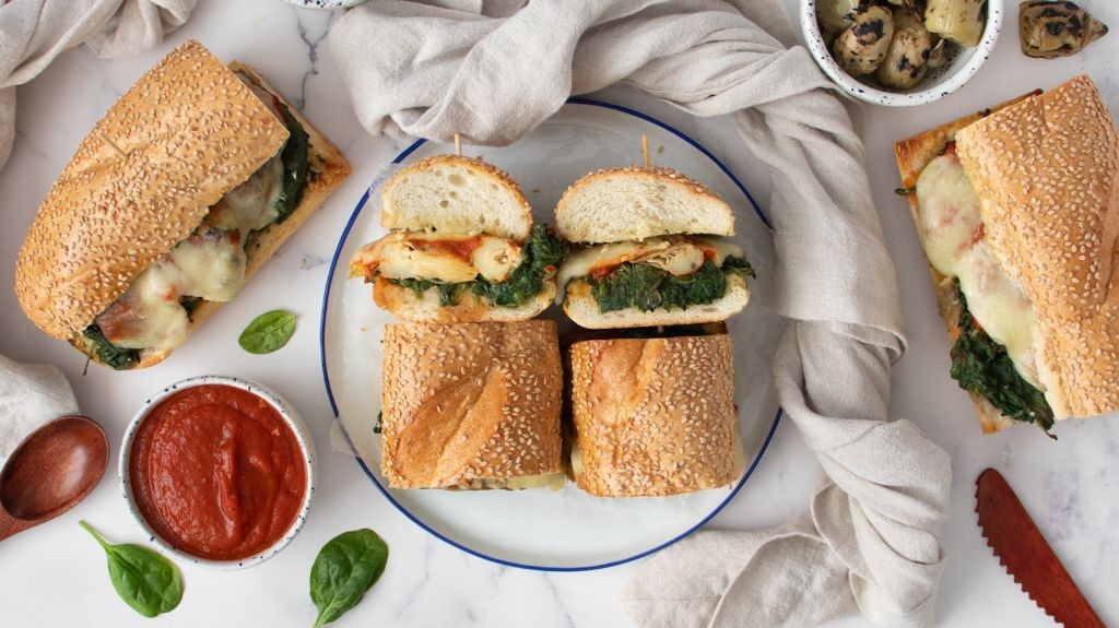 Spinach and Artichoke Chicken Parmesan Sub