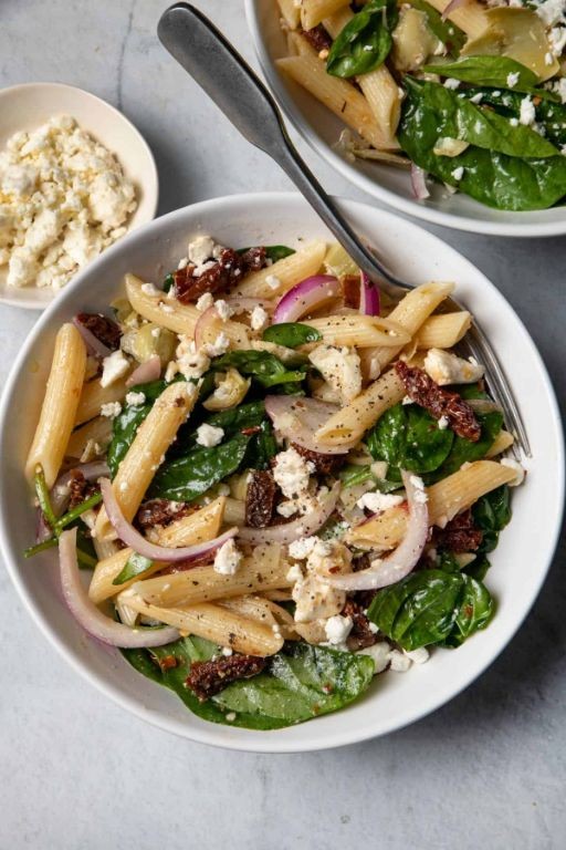 Spinach and Feta Whole Grain Pasta Salad