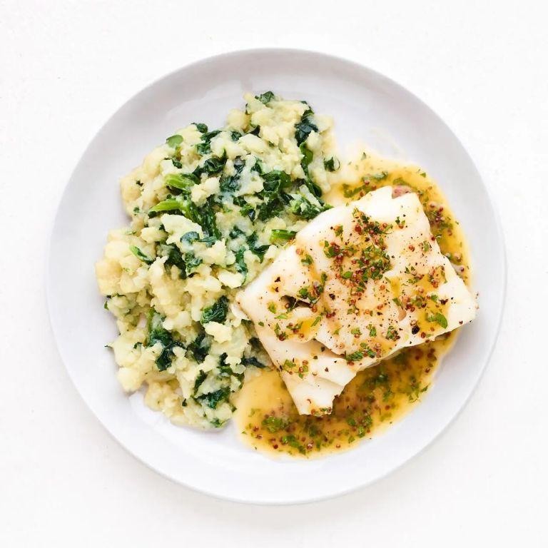 Steamed Cod with Mashed Cauliflower